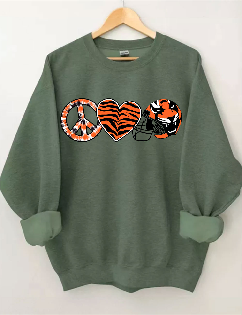 Peace And Love Tiger Bengals Cincinnati Football Sweatshirt