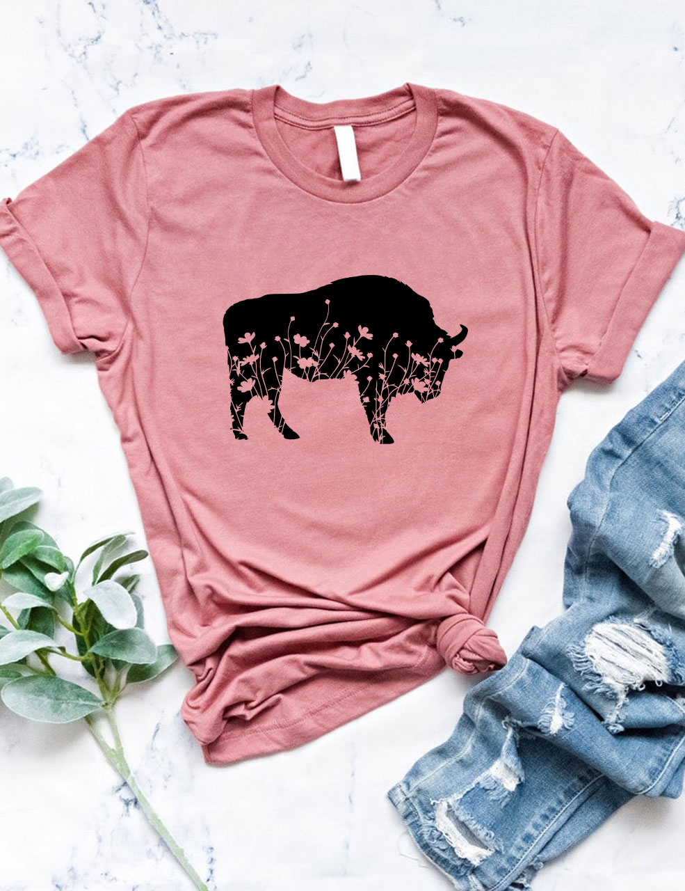 Floral Buffalo Funny T-Shirt