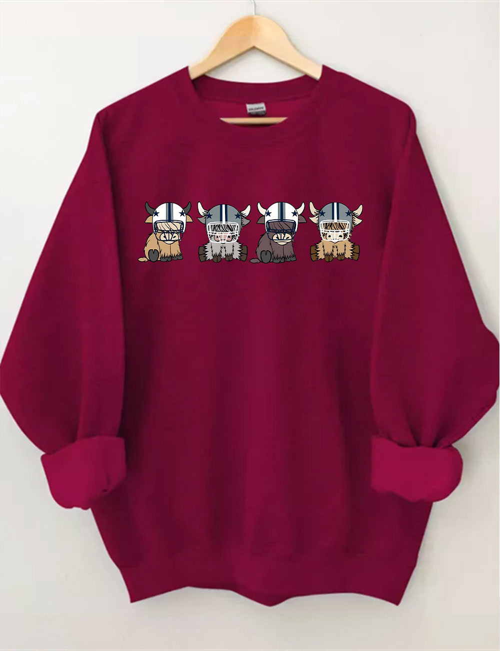 Dallas Highland Cow Football Sweatshirt