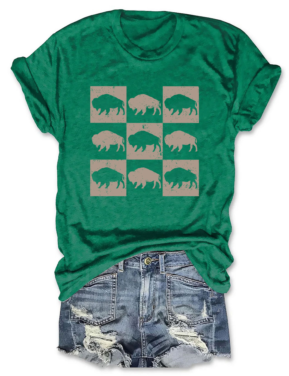Boho Western Buffalo Funny Football T-Shirt