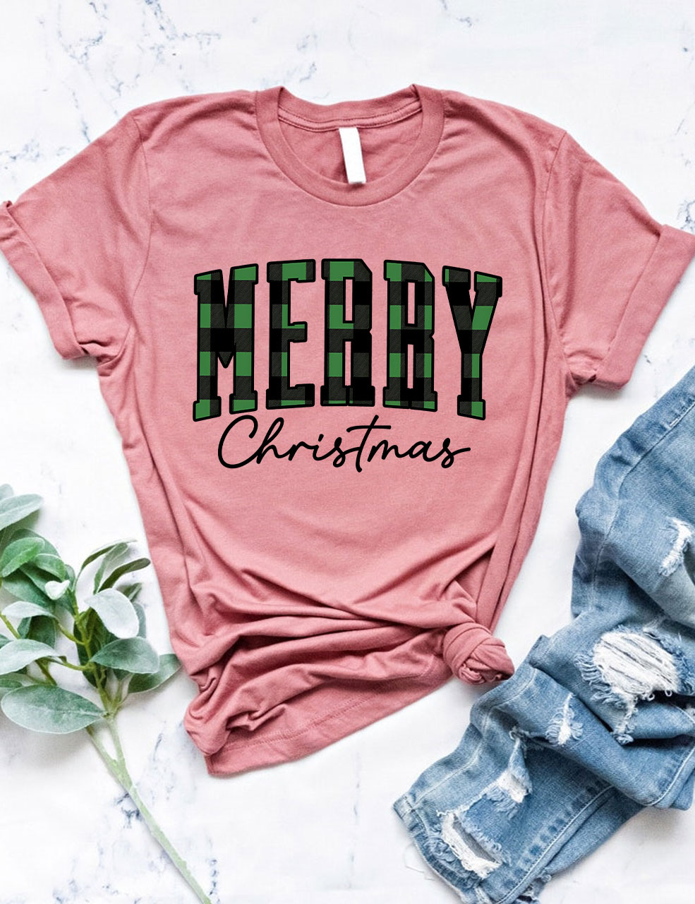 Buffalo Plaid Merry Christmas T-Shirt