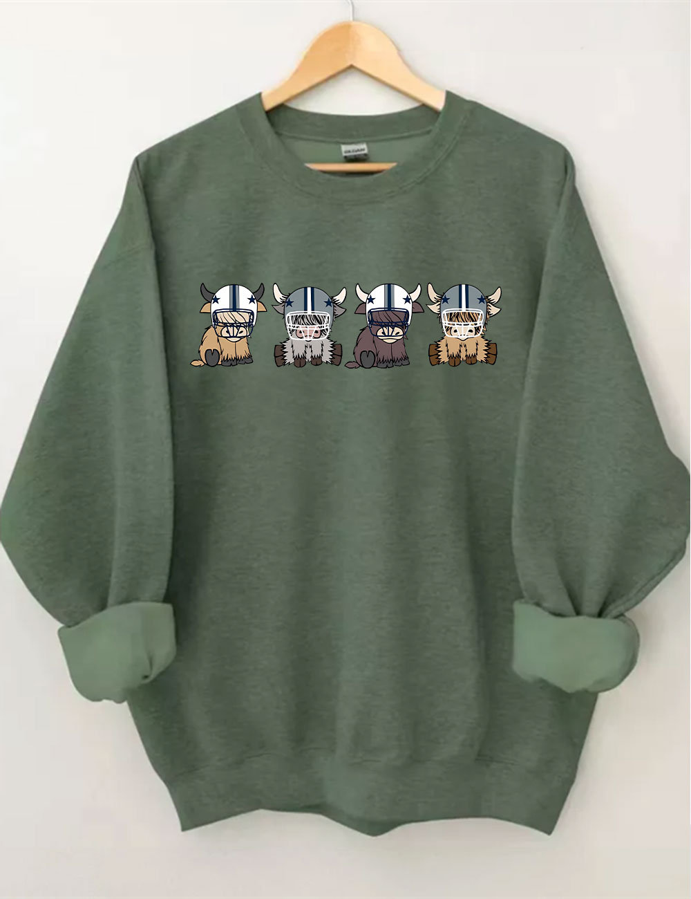 Dallas Highland Cow Football Sweatshirt