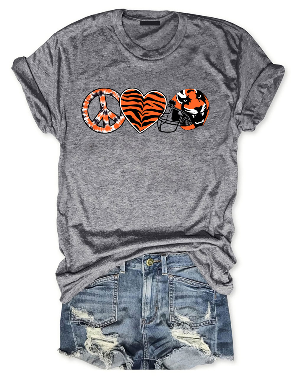 Peace And Love Tiger Bengals Cincinnati Football T-Shirt