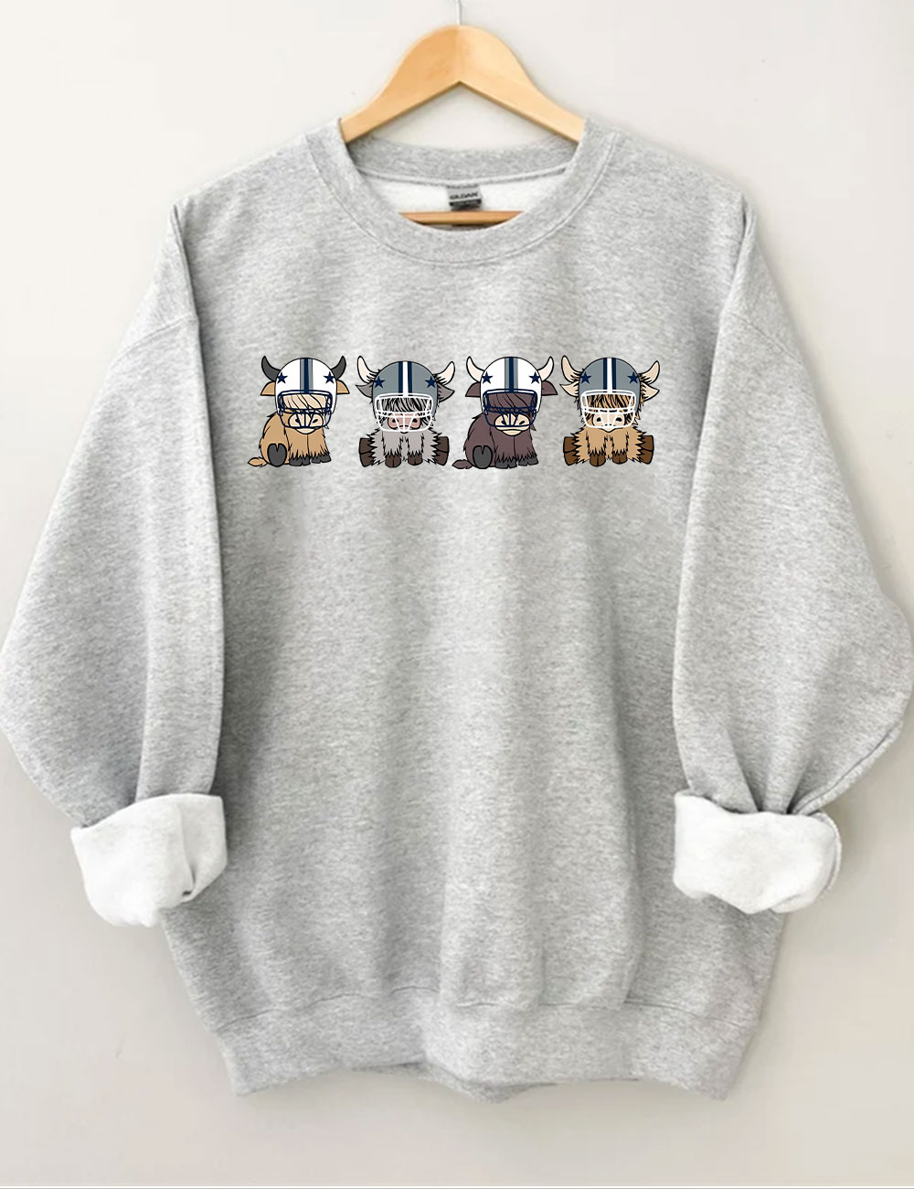 Dallas Highland Cow Football Sweatshirt