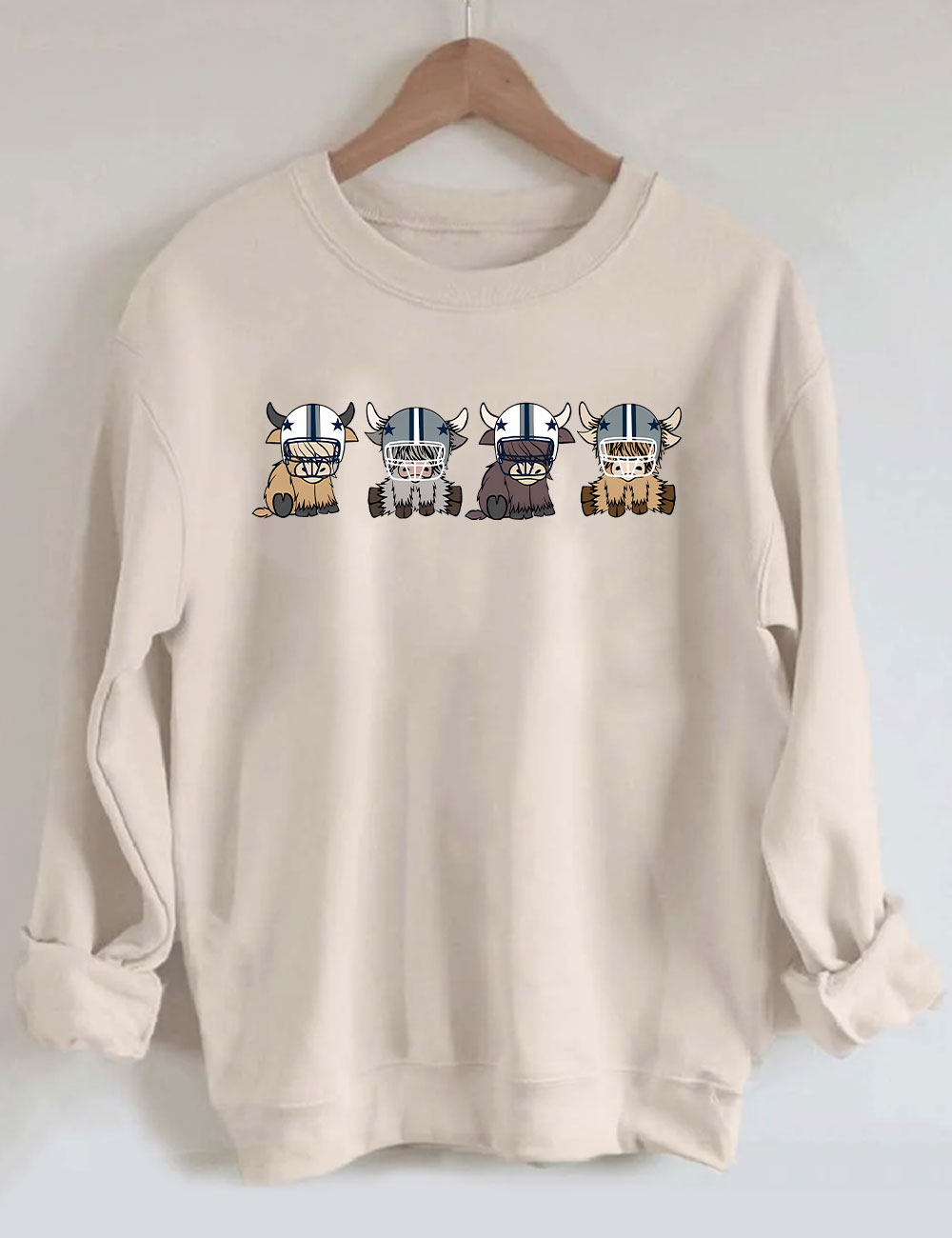 Dallas Highland Cow Football Sweatshirt