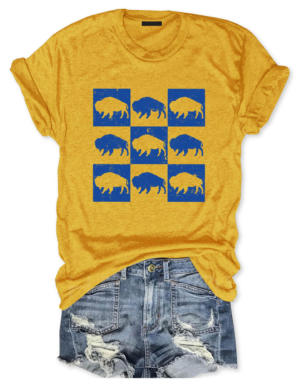 Boho Western Buffalo Funny Football T-Shirt