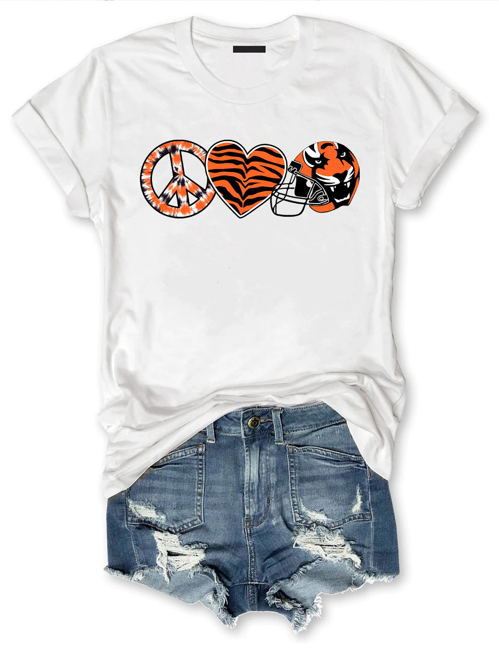 Peace And Love Tiger Bengals Cincinnati Football T-Shirt
