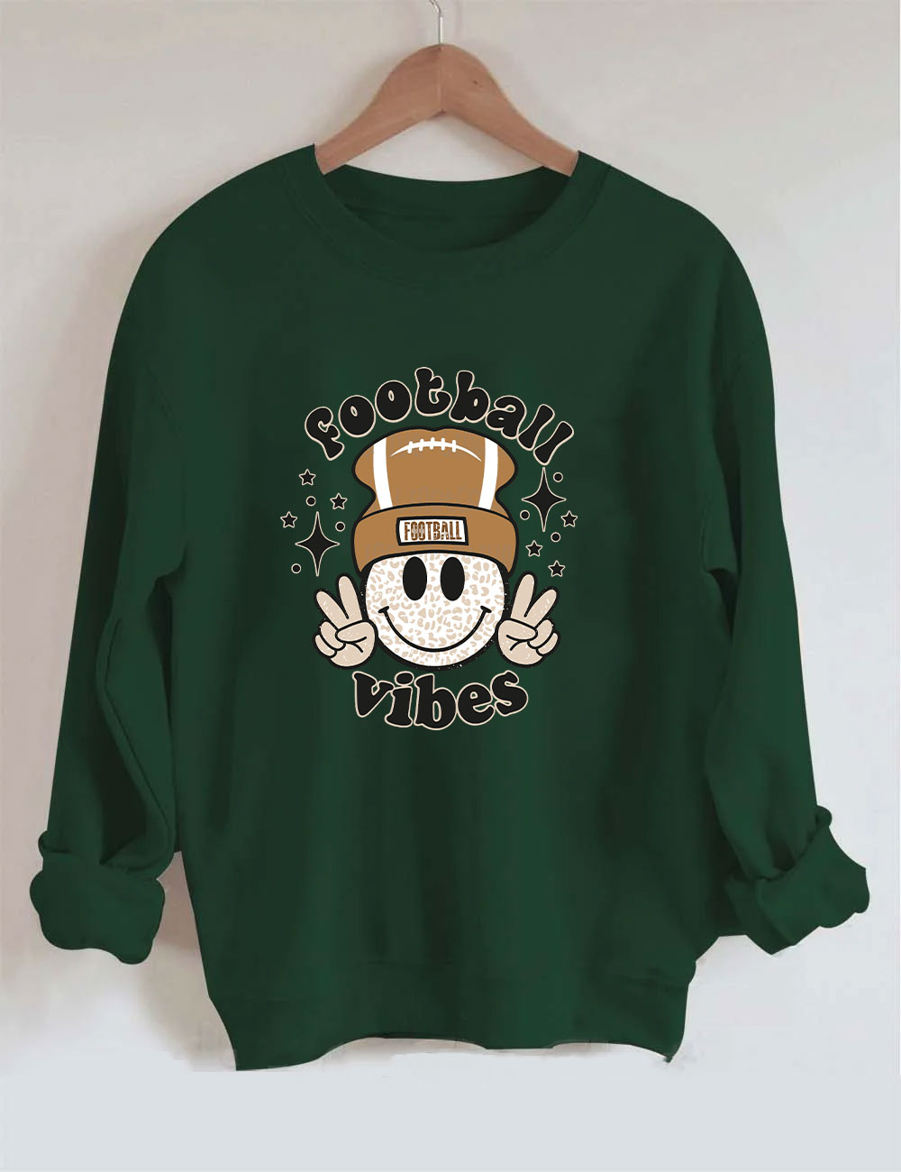 Football Vibes Beanie Happy Face Sweatshirt