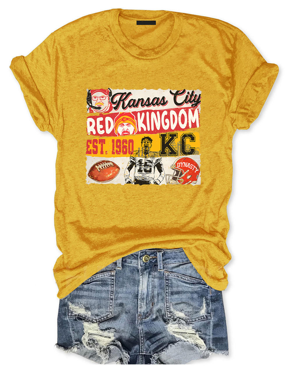 KC Chiefs Red Kingdom Superbowl Football T-Shirt