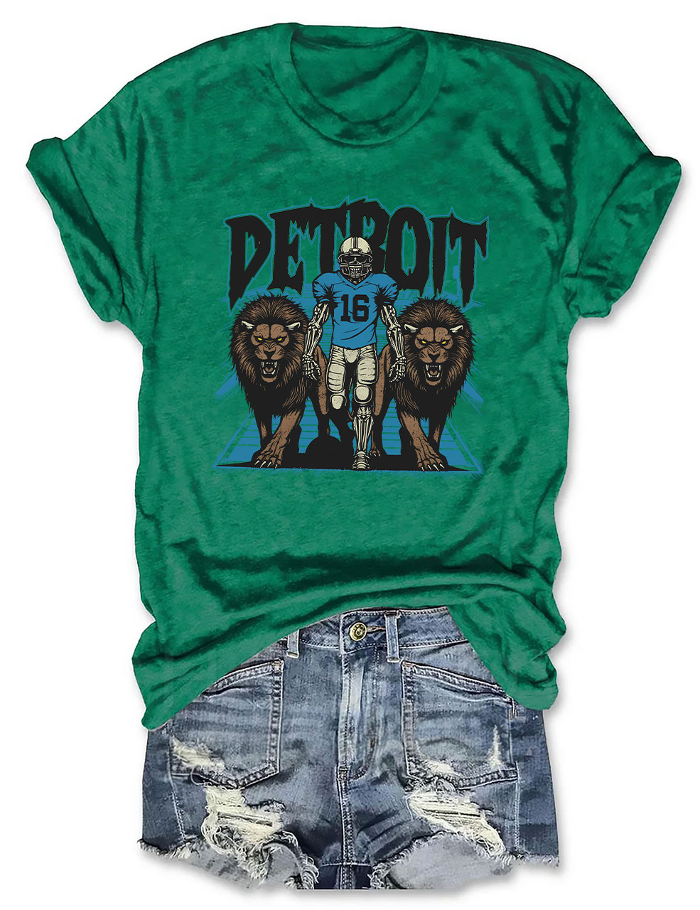 Detroit Football Skeleton T-Shirt