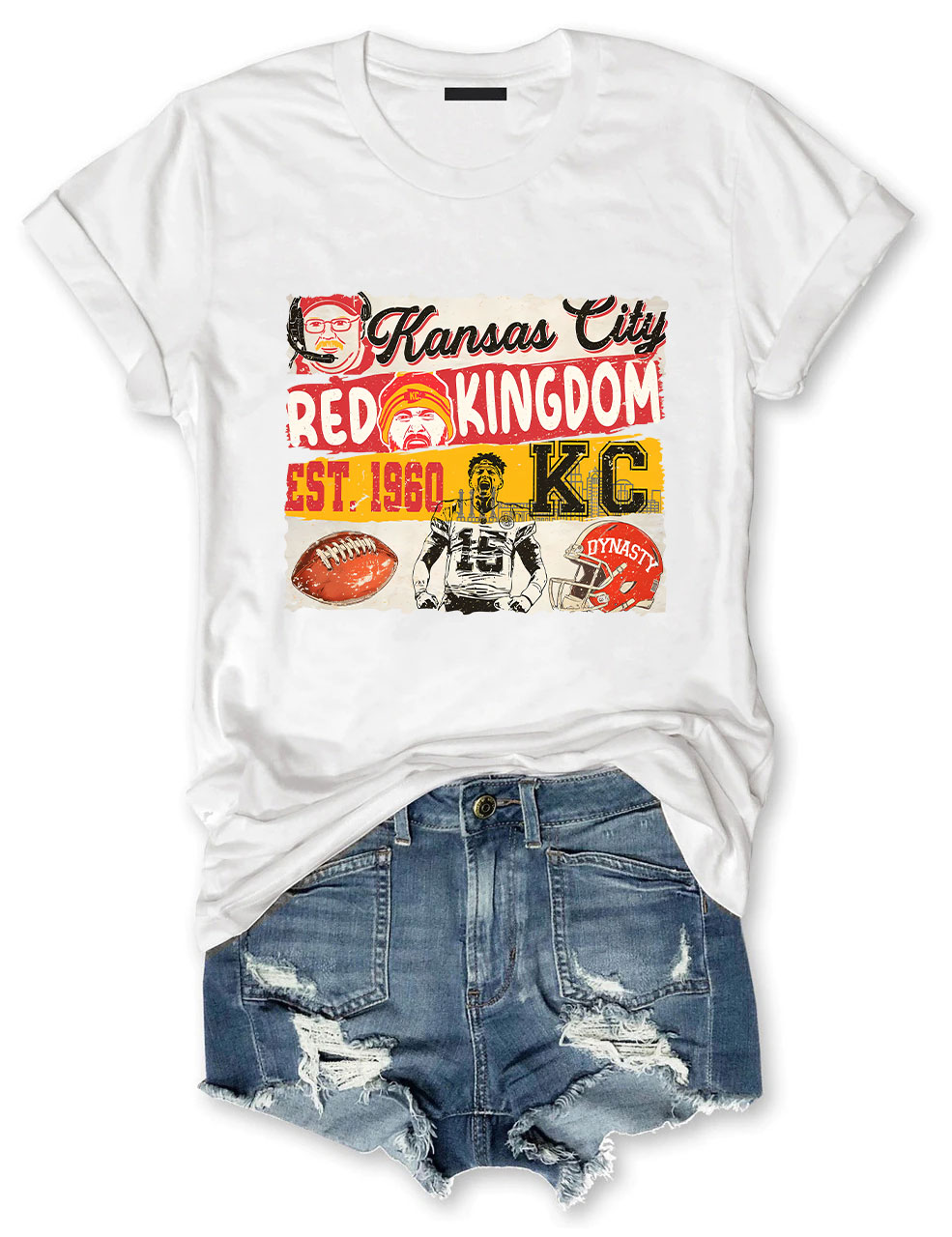 KC Chiefs Red Kingdom Superbowl Football T-Shirt
