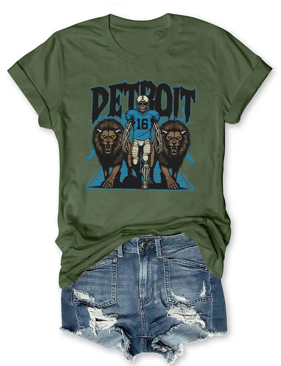 Detroit Football Skeleton T-Shirt