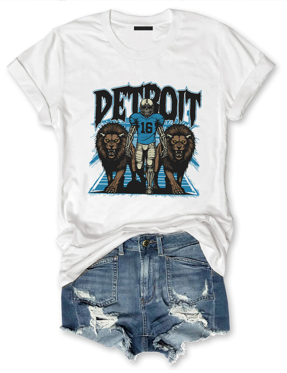 Detroit Football Skeleton T-Shirt