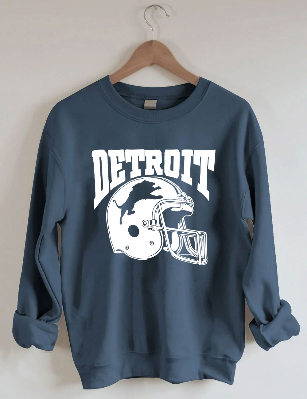 Detroit Line Football Helmet Hand Sweatshirt