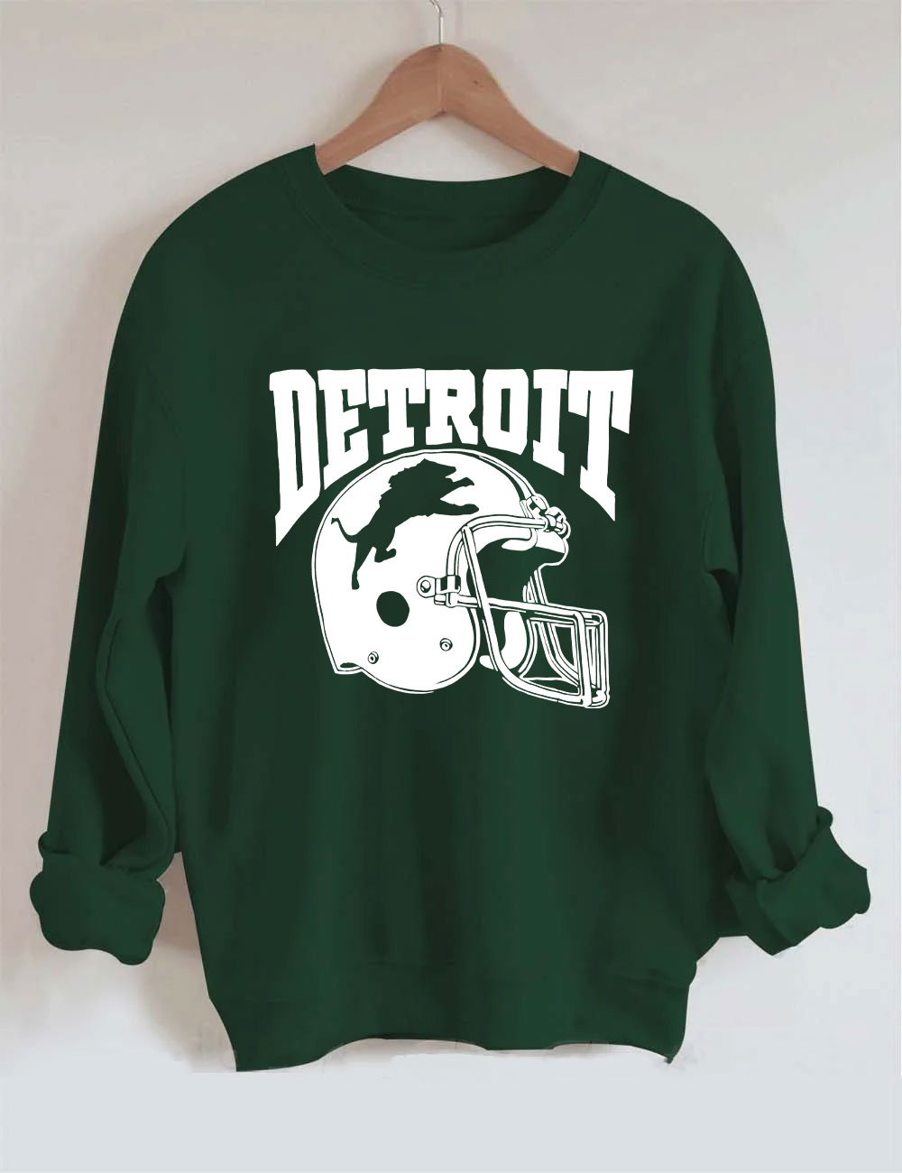 Detroit Line Football Helmet Hand Sweatshirt