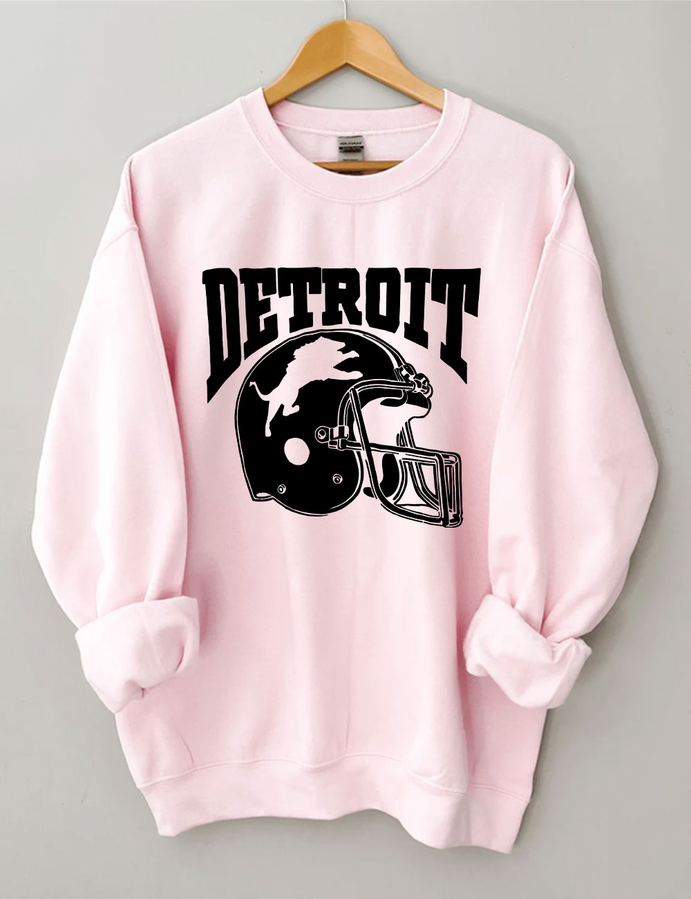 Detroit Line Football Helmet Hand Sweatshirt