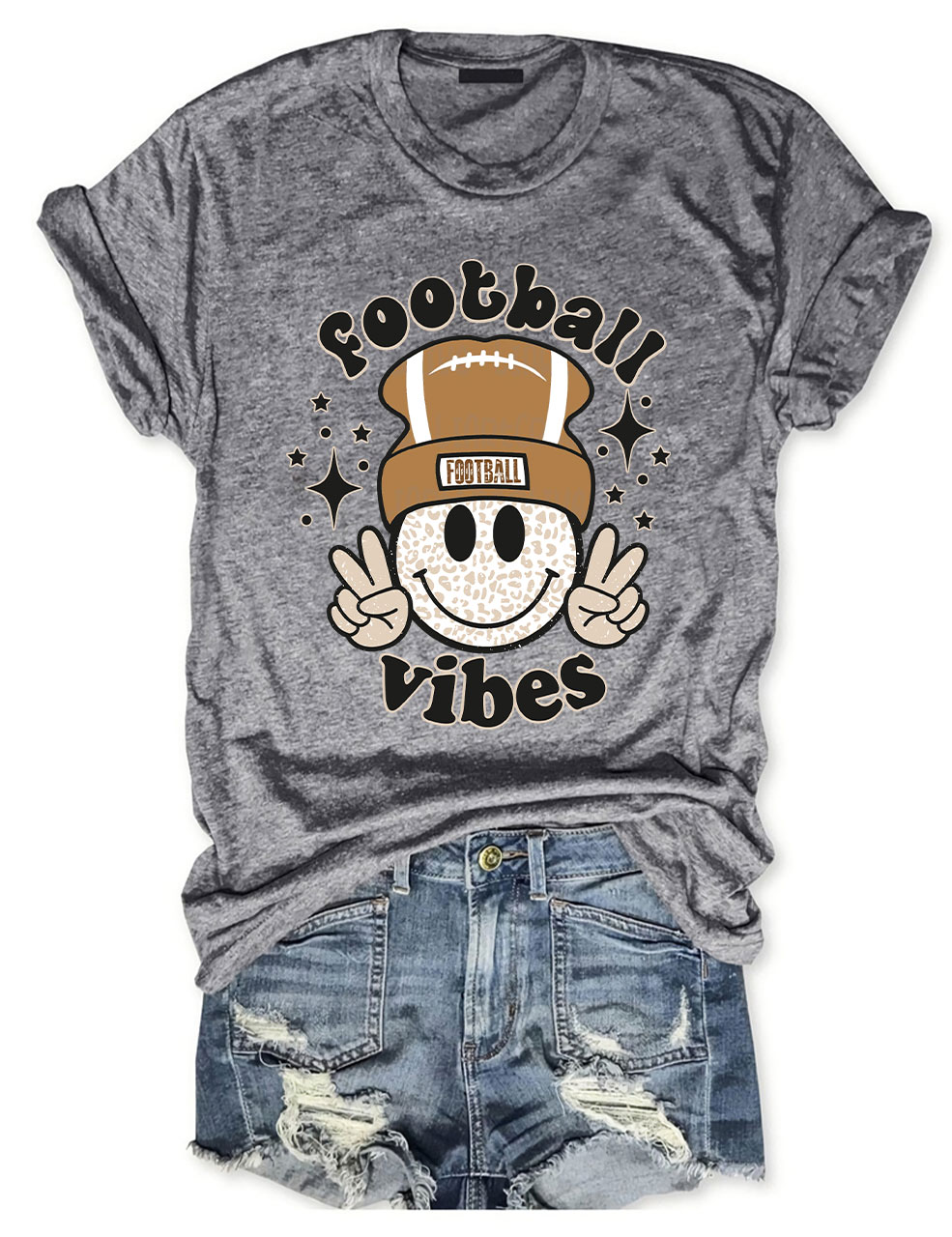 Football Vibes Beanie Happy Face T-Shirt