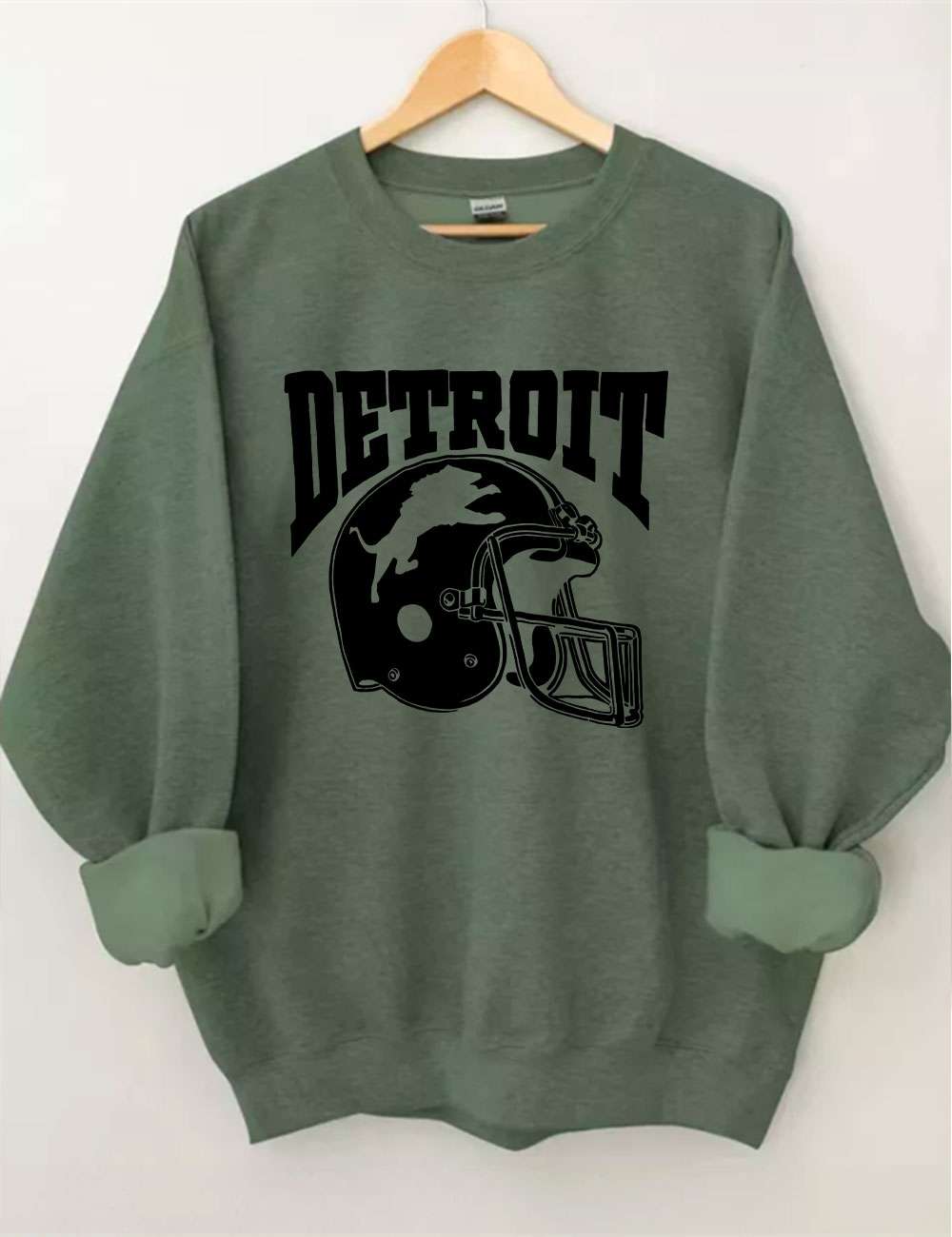 Detroit Line Football Helmet Hand Sweatshirt