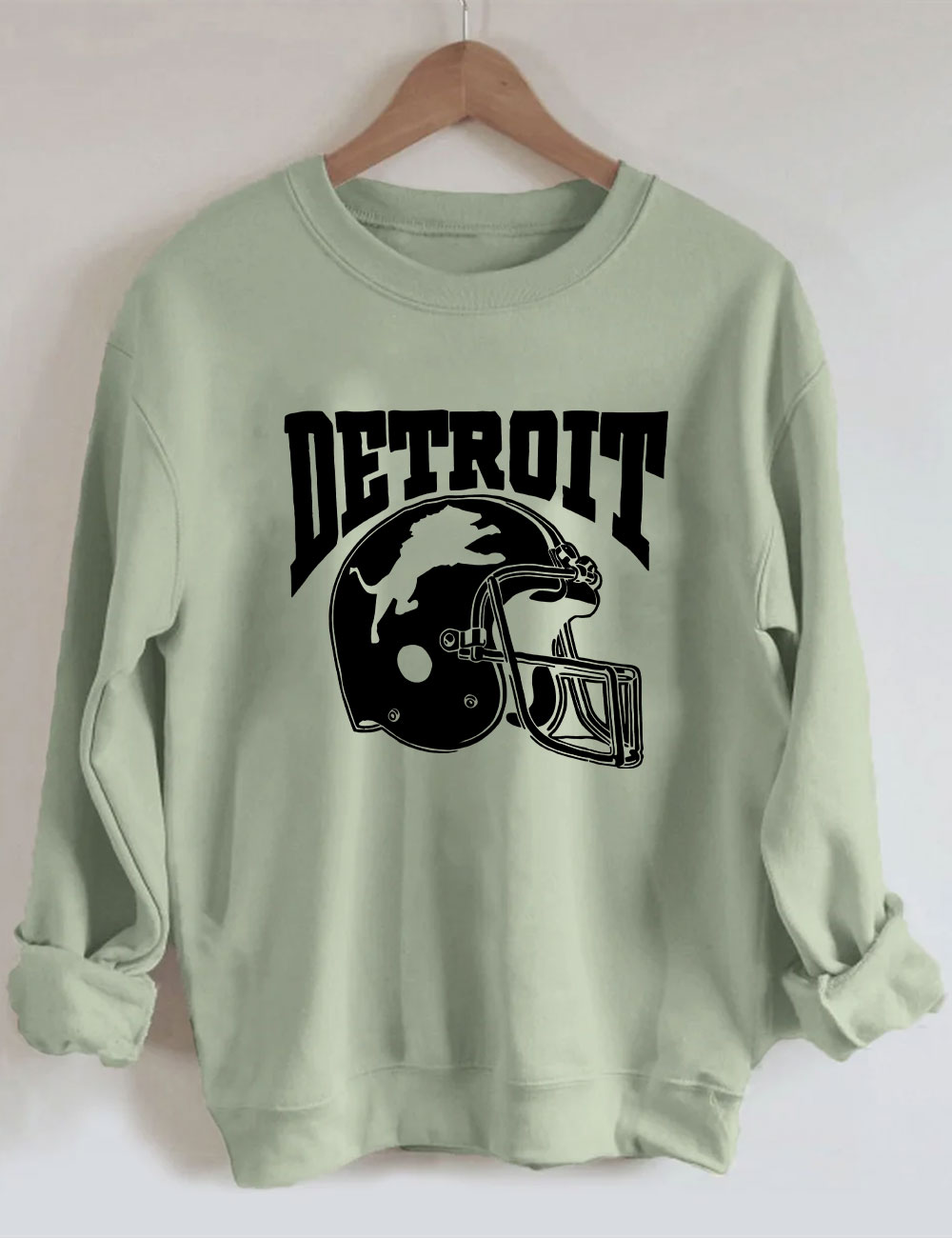 Detroit Line Football Helmet Hand Sweatshirt