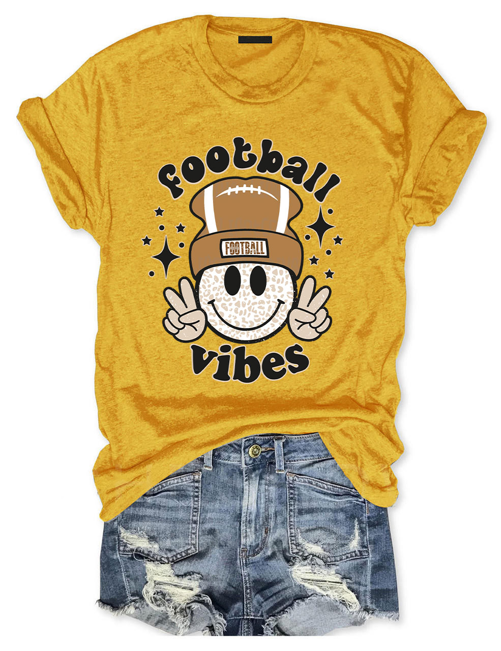 Football Vibes Beanie Happy Face T-Shirt