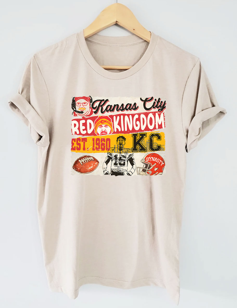 KC Chiefs Red Kingdom Superbowl Football T-Shirt