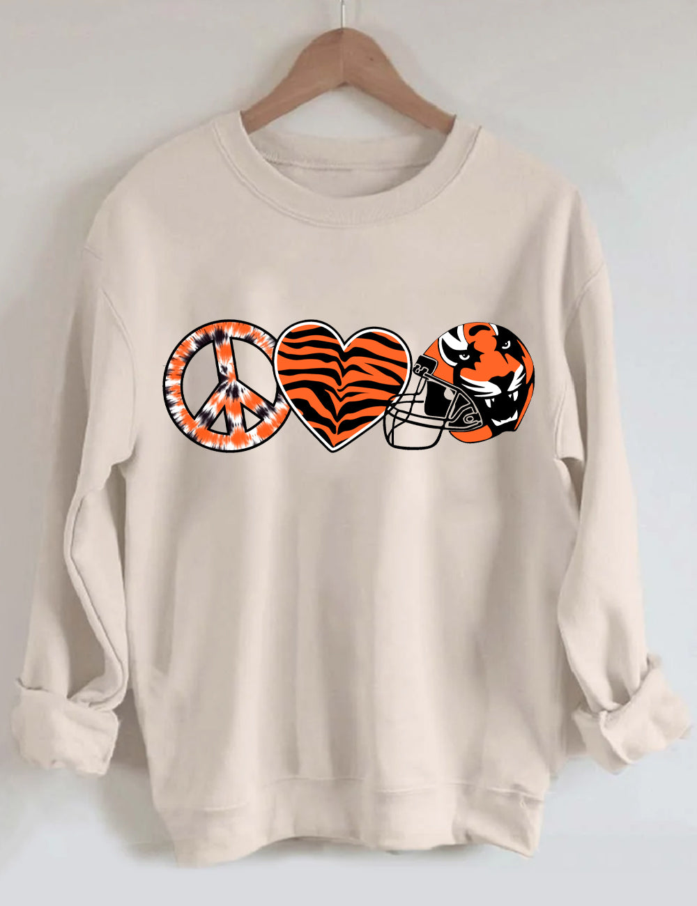 Peace And Love Tiger Bengals Cincinnati Football Sweatshirt