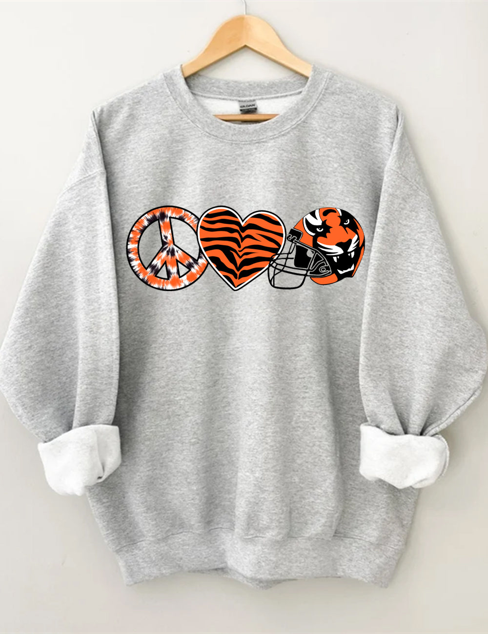 Peace And Love Tiger Bengals Cincinnati Football Sweatshirt