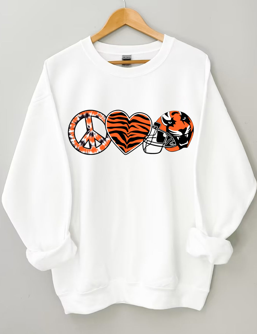 Peace And Love Tiger Bengals Cincinnati Football Sweatshirt
