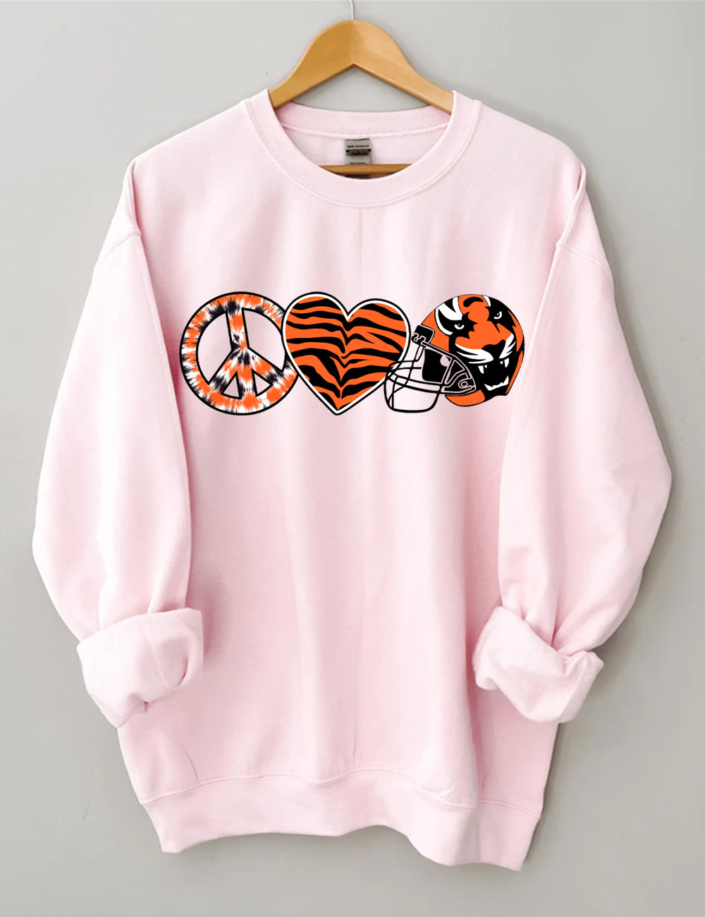 Peace And Love Tiger Bengals Cincinnati Football Sweatshirt