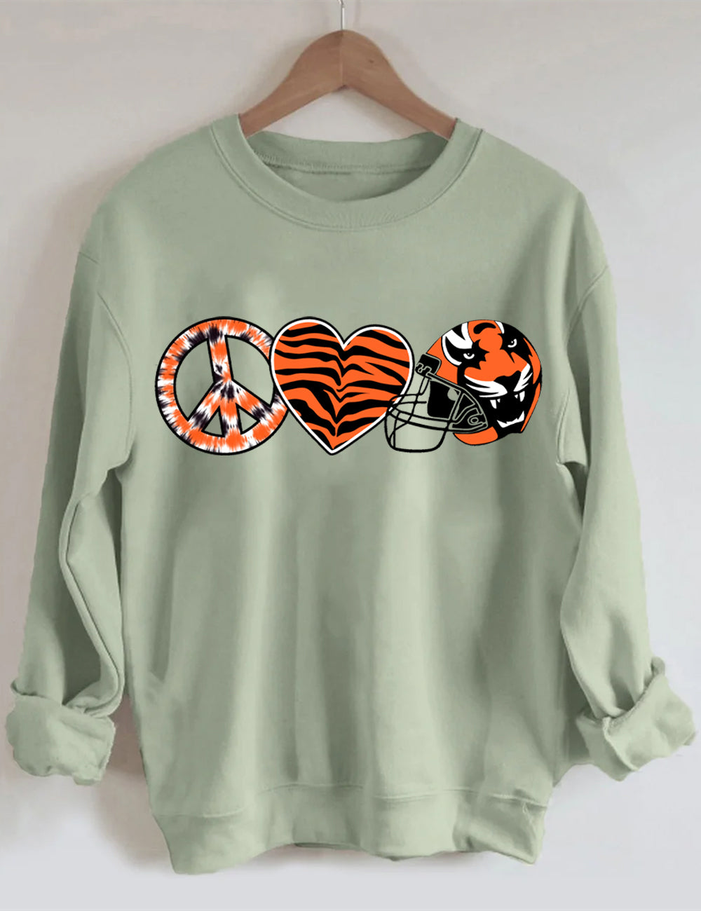 Peace And Love Tiger Bengals Cincinnati Football Sweatshirt
