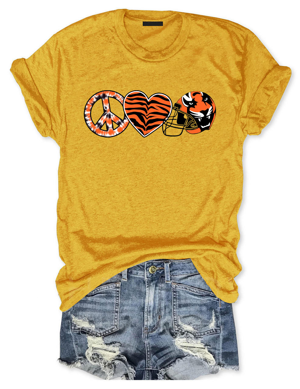 Peace And Love Tiger Bengals Cincinnati Football T-Shirt