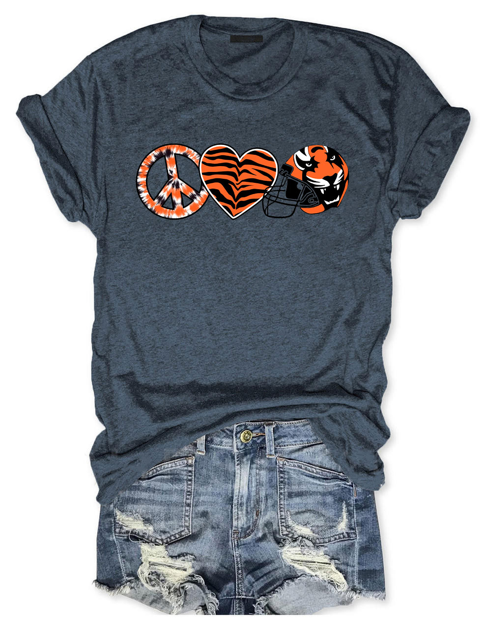 Peace And Love Tiger Bengals Cincinnati Football T-Shirt