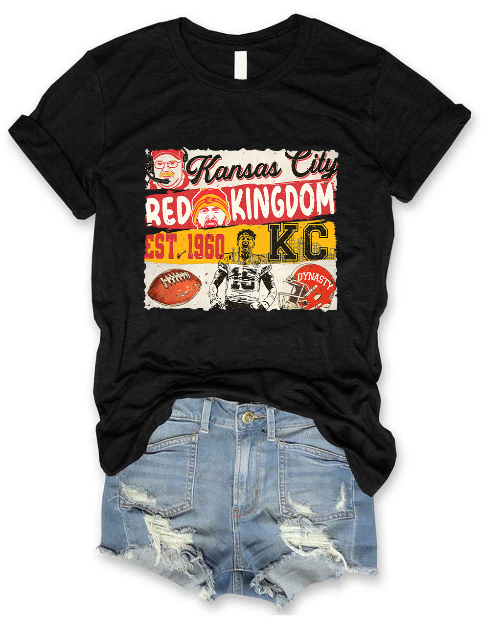 KC Chiefs Red Kingdom Superbowl Football T-Shirt