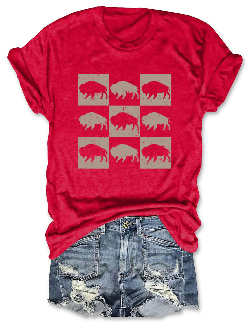 Boho Western Buffalo Funny Football T-Shirt