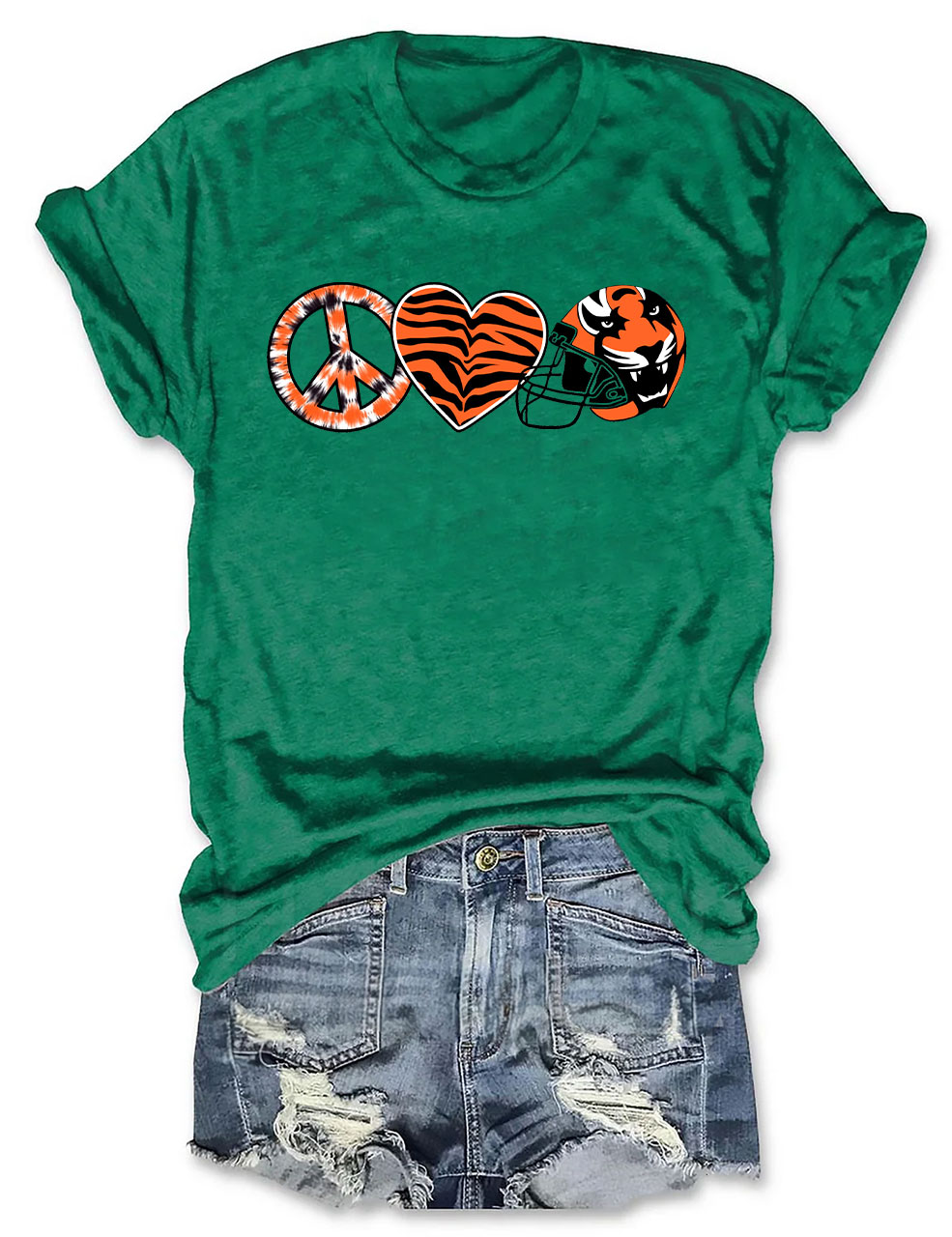 Peace And Love Tiger Bengals Cincinnati Football T-Shirt