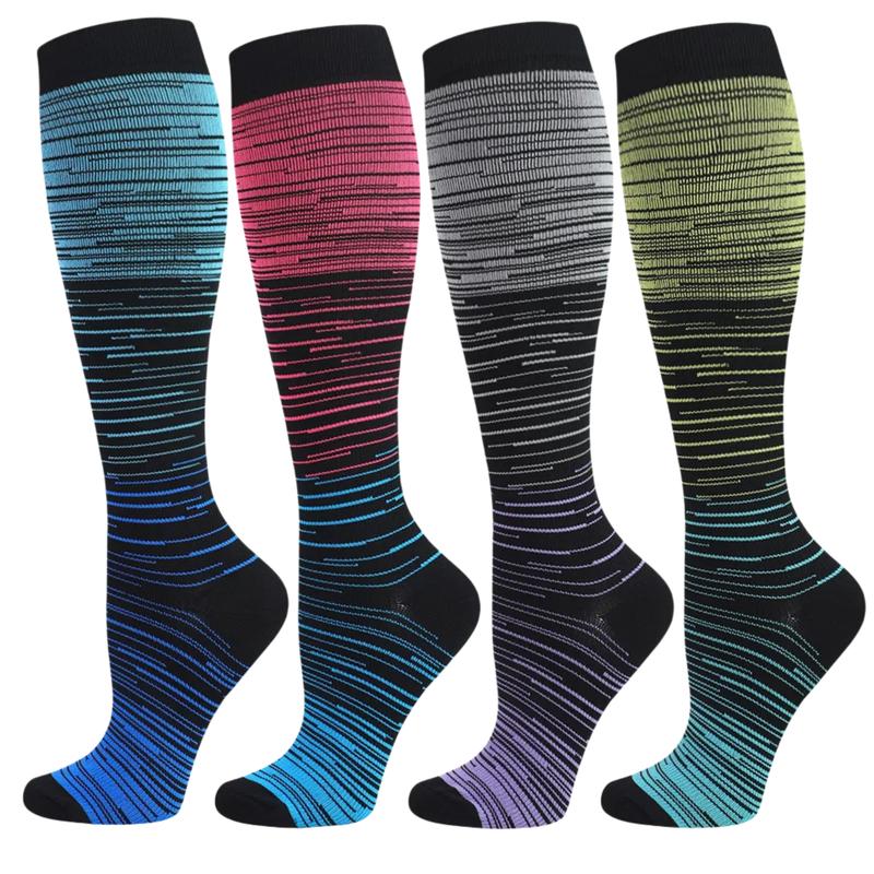 Knee-high Sports Socks for Men and Women - 4 Pairs Socks