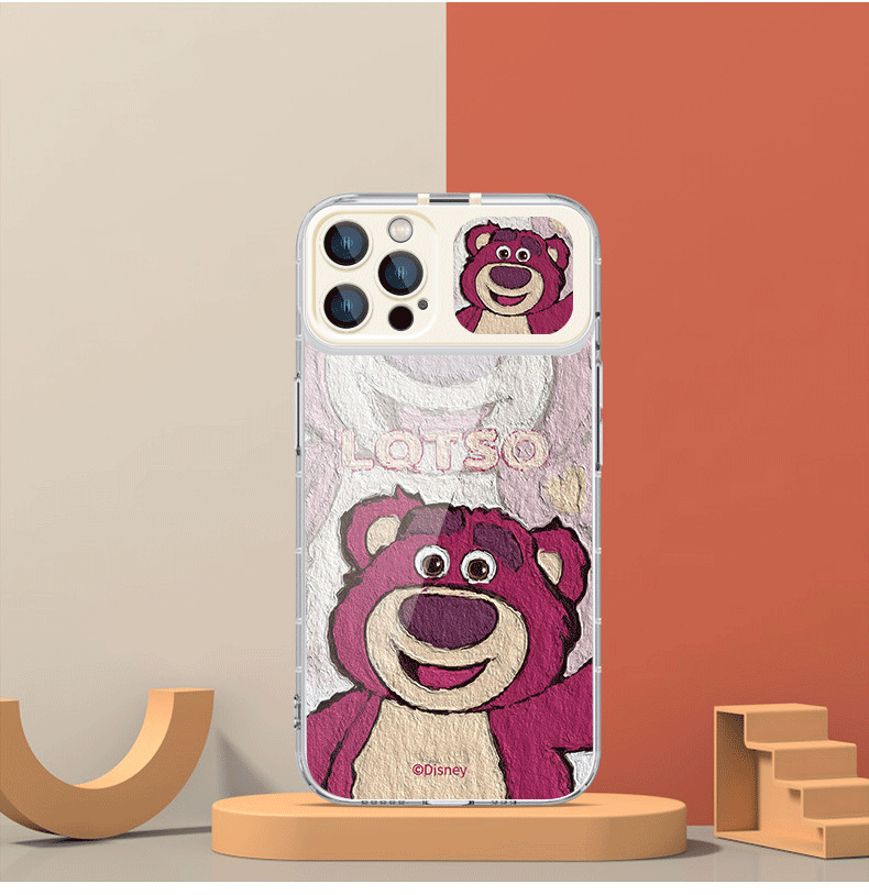 Καθρέφτης μακιγιάζ Strawberry Bear κατάλληλος για θήκη κινητού Apple 14 iPhone 13 promax stand 12 σιλικόνη μαλακό κέλυφος 11