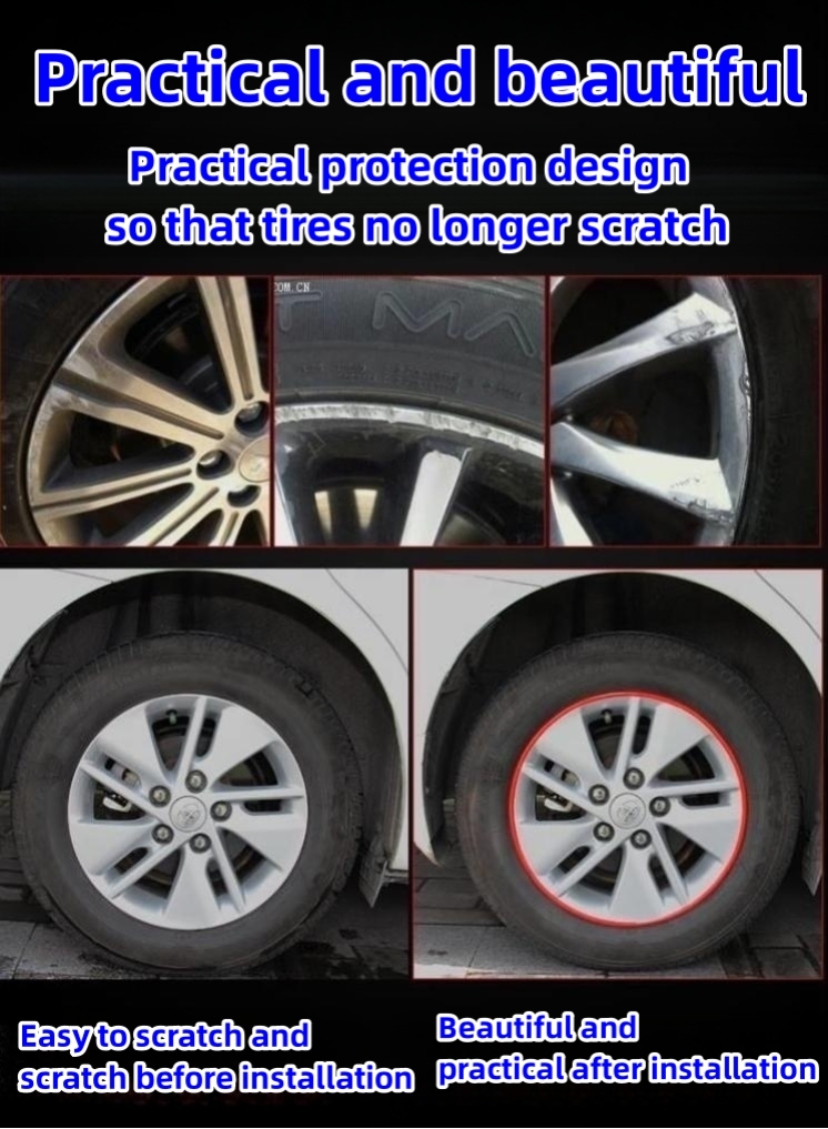 Anel de proteção de roda de carro tira anti colisão tira antirriscos tira de borracha antirriscos