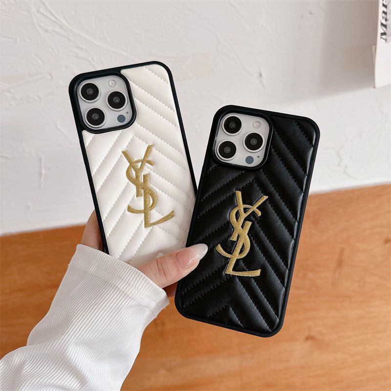 Luksusowa marka YSL brokatowa trójwymiarowa skórzana obudowa iPhone16 Apple 14proma damska 15/13/12 etui na telefon komórkowy