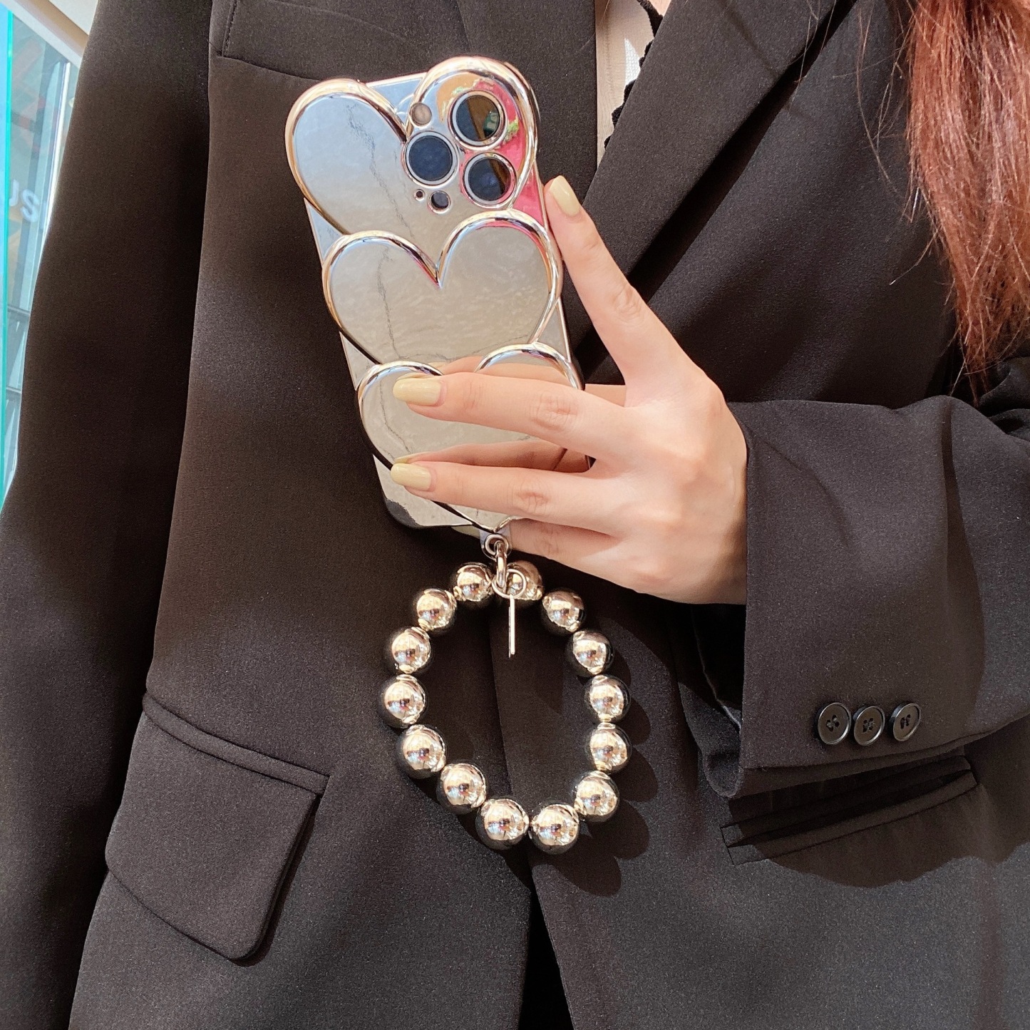 🔥Nowości🔥 Posrebrzane etui na łańcuszek do iPhone'a w kształcie serca