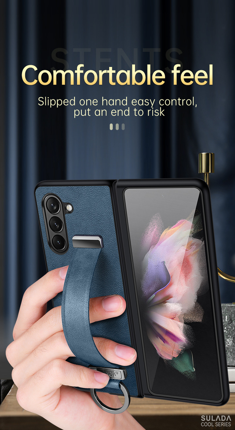 Etui na telefon komórkowy Samsung Zfold6 Sulada biznesowe etui z klapką ze skóry składanej 4/5/6 all-inclusive magnetyczne etui z przyssawką