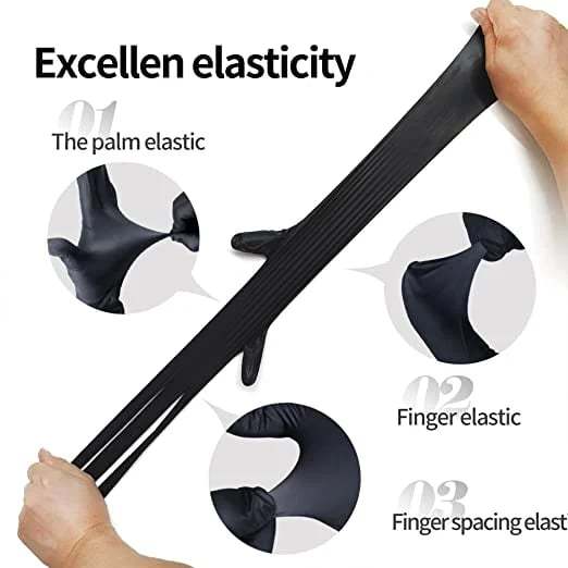 100 szt. jednorazowych czarnych rękawiczek nitrylowych, narzędzi bezpieczeństwa do czyszczenia gospodarstwa domowego