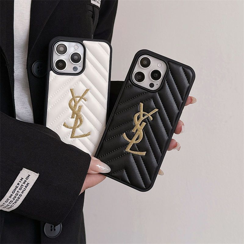 Luksusowa marka YSL brokatowa trójwymiarowa skórzana obudowa iPhone16 Apple 14proma damska 15/13/12 etui na telefon komórkowy