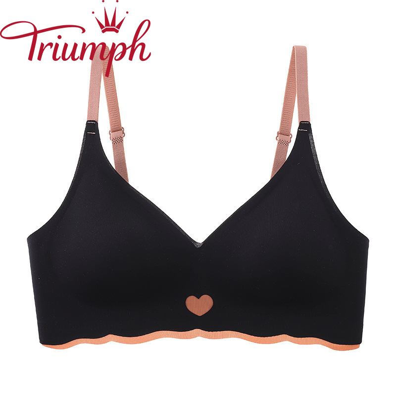 6 bucăți 🔥Sutien fără cusături Triumph - Mătase de gheață fără inele de oțel 【S-XL】 3 seturi (3 sutiene, 3 lenjerie intimă)