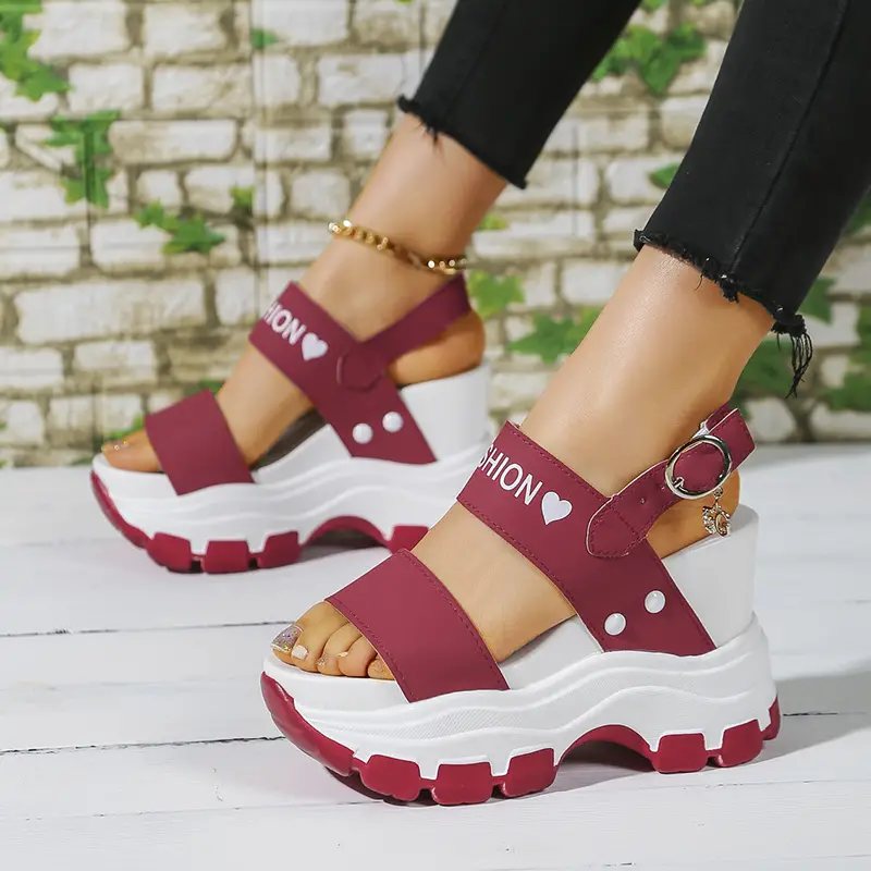 women s wedge heeled sandals platform open toe ankle strap details 9