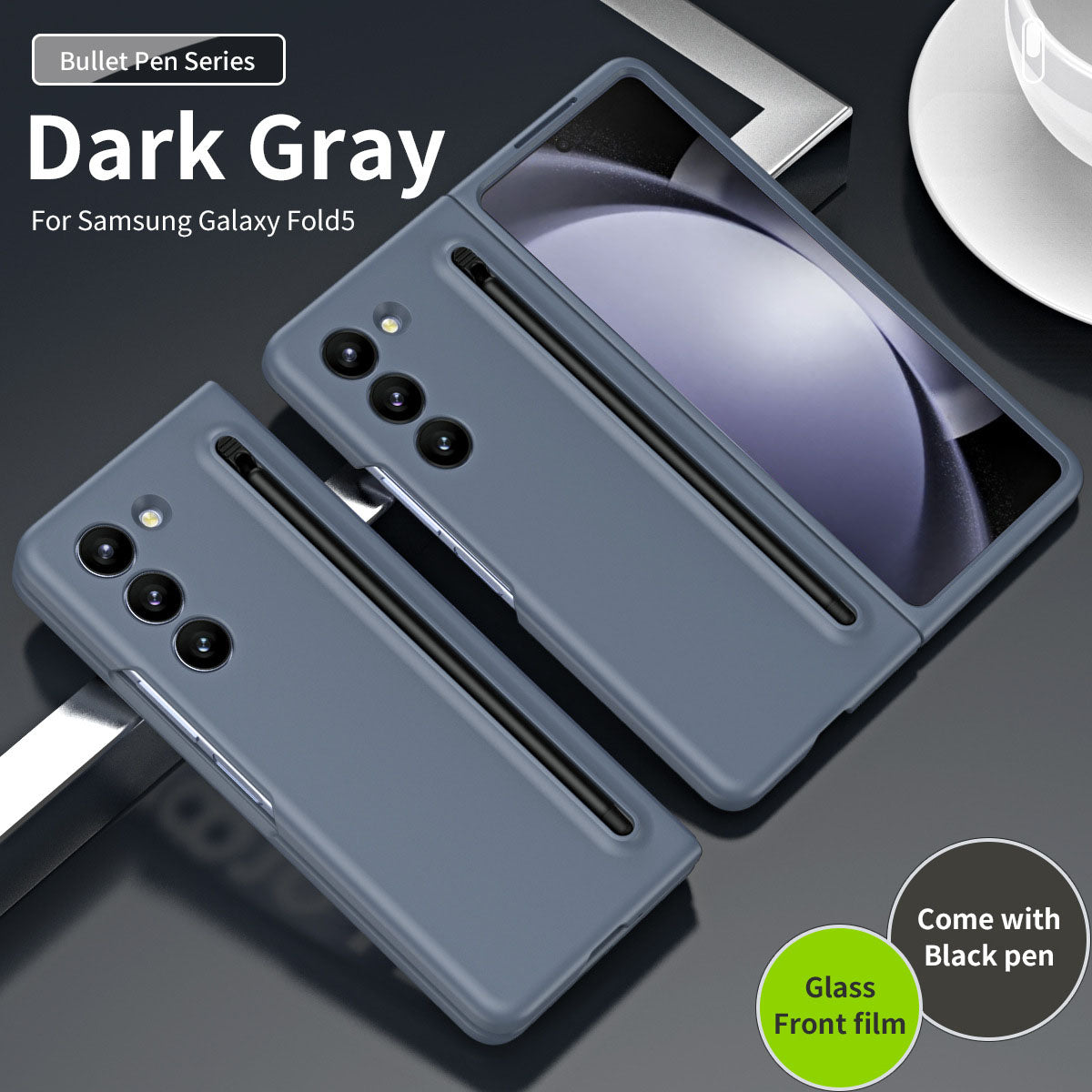 Ochronne etui na telefon z uchwytem na długopis i folią do Galaxy Z Fold5 Fold4 Fold3