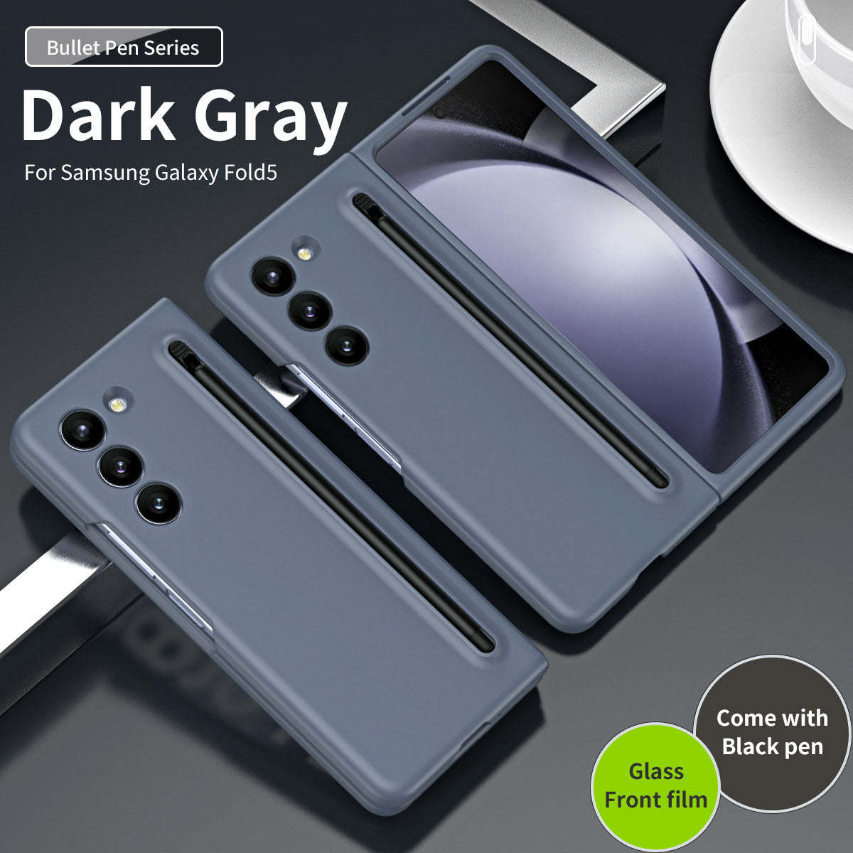 Ochronne etui na telefon z uchwytem na długopis i folią do Galaxy Z Fold5 Fold4 Fold3