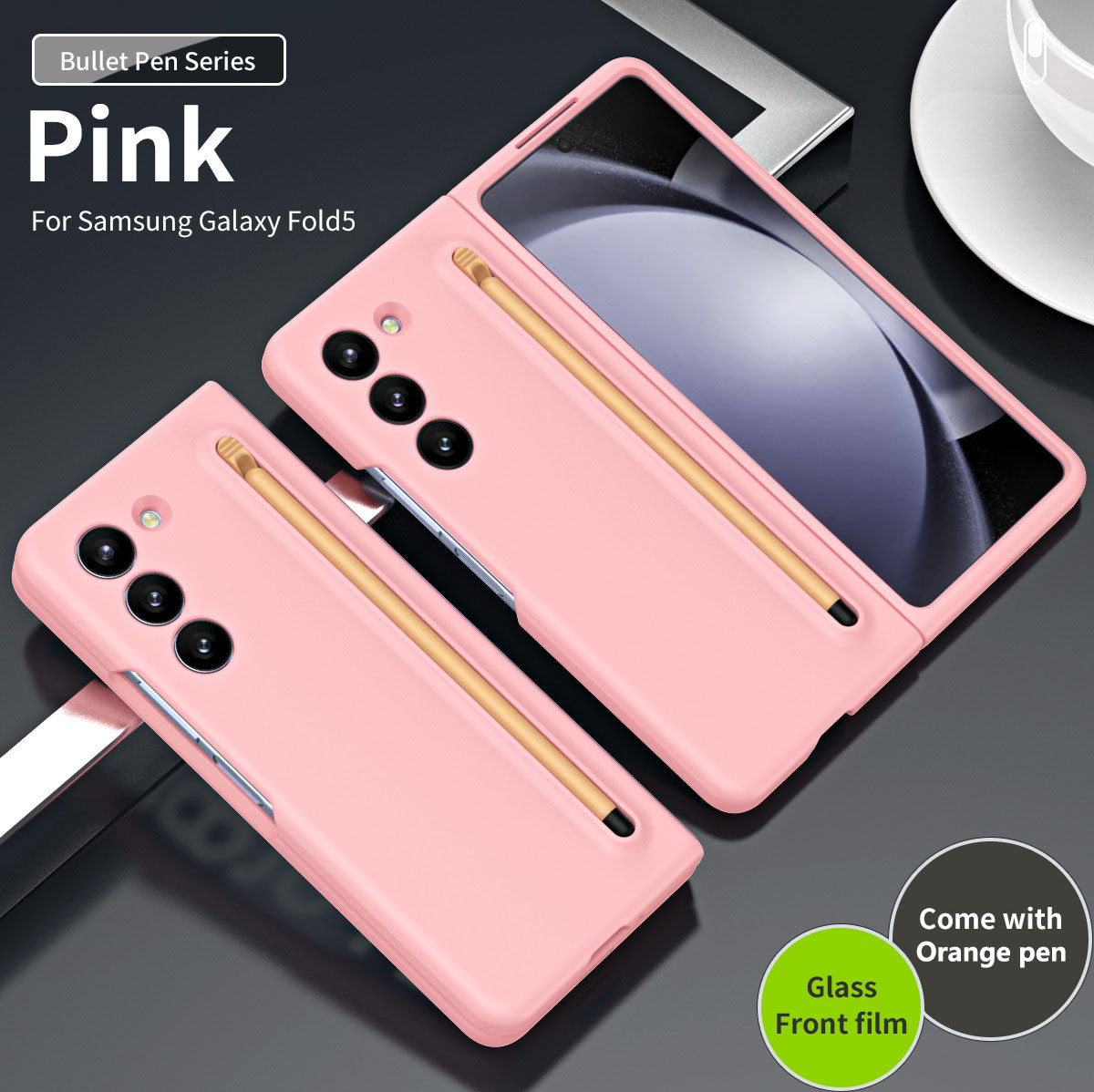 Ochronne etui na telefon z uchwytem na długopis i folią do Galaxy Z Fold5 Fold4 Fold3