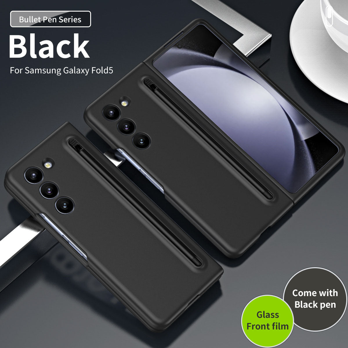Ochronne etui na telefon z uchwytem na długopis i folią do Galaxy Z Fold5 Fold4 Fold3