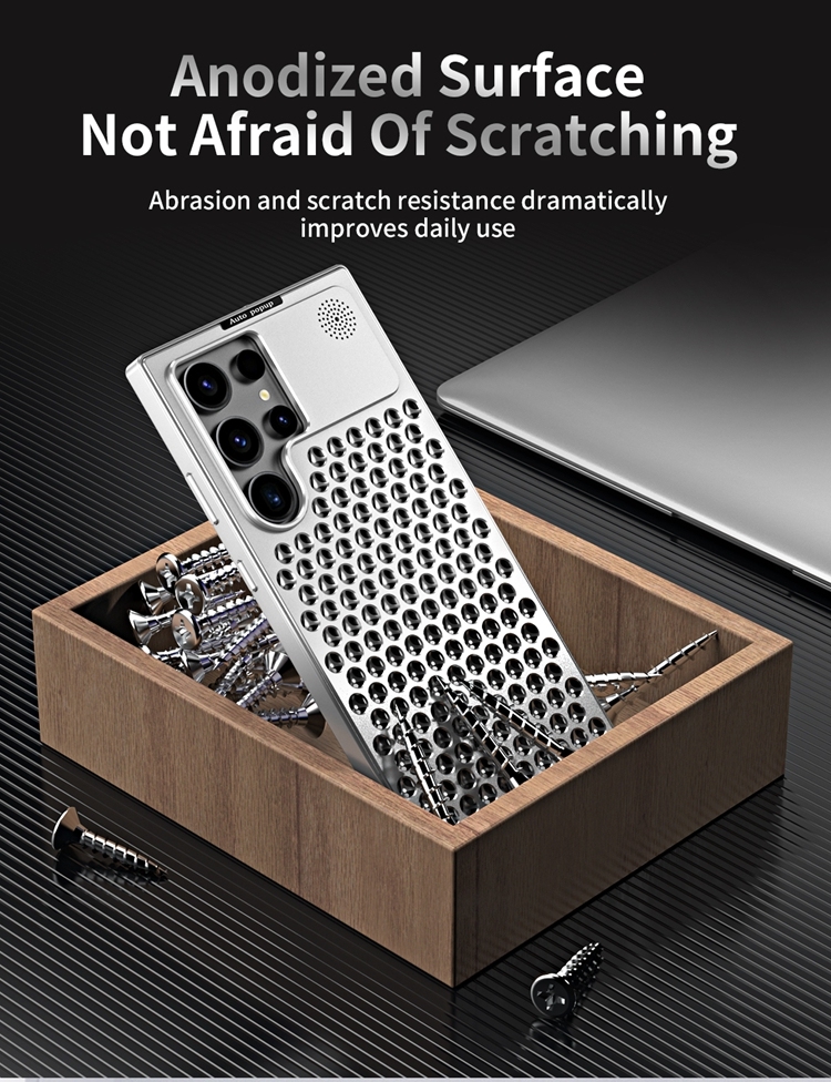 Titanium alloy mobile phone case, aromatherapy cooling case for Apple and Samsung, titanium alloy anti-fall mobile phone protective cover